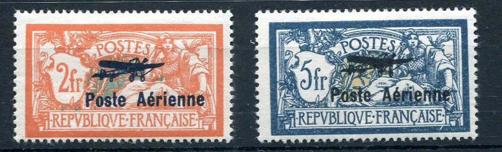 France 1927 2f & 5f "Poste "Aerienne" ovpts fine ... Image 1++