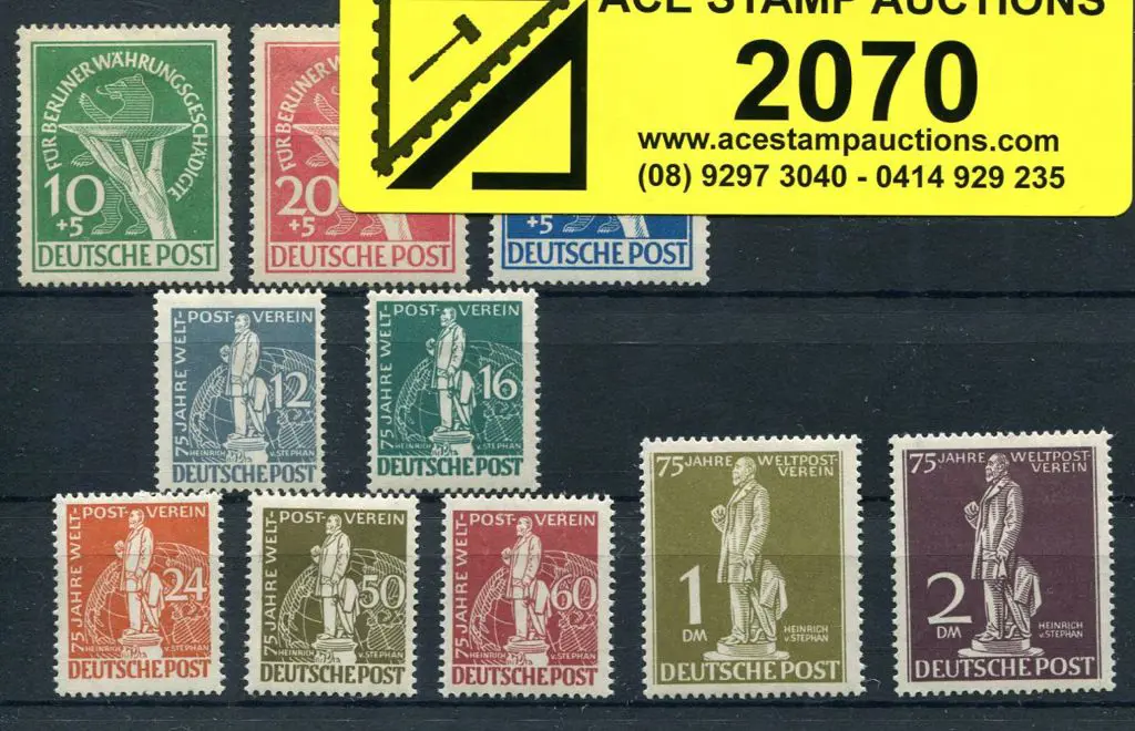 Germany-Berlin 1949 Charity set of 3 with 20pf + ... Image 1++