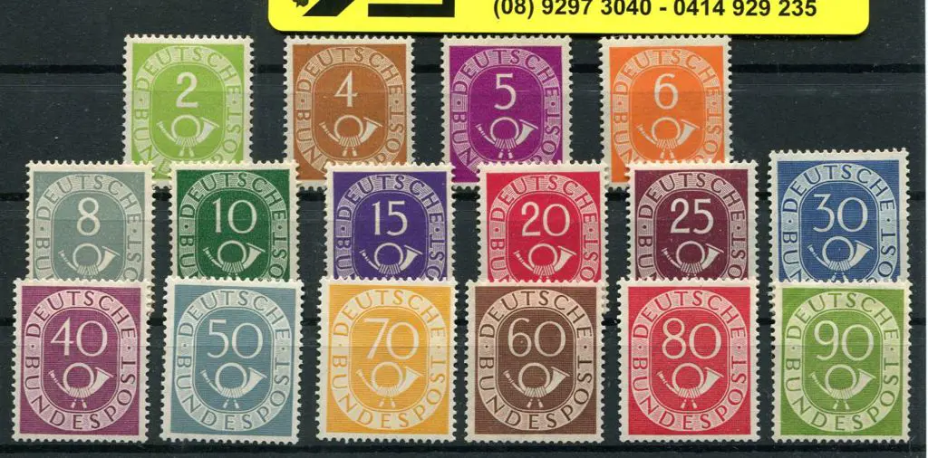Germany-Berlin 1951 Posthorns set of 16. Fine MLH. ... Image 1++