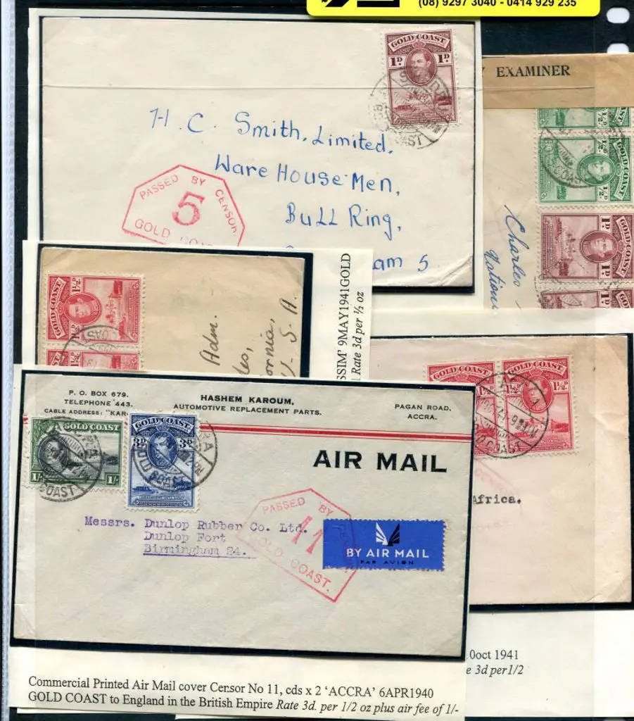 Gold Coast 1939-1941 censored covers with Passed ... Image 1++