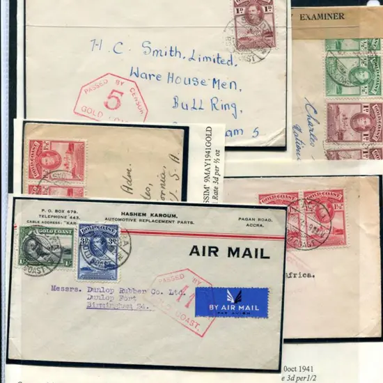 Gold Coast 1939-1941 censored covers with Passed ...