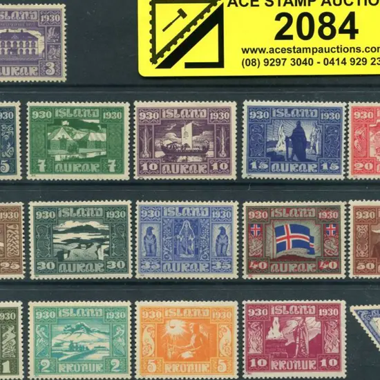 Iceland 1930 Millenary set of 16. Fresh MLH with ...