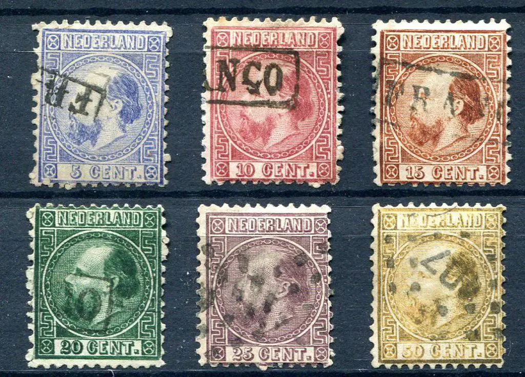Netherlands 1867 King William simplified set of 6 ... Image 1++