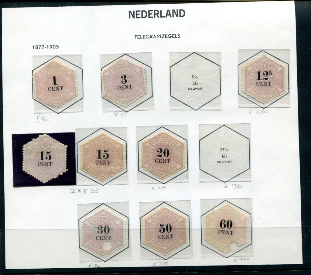 Netherlands 1877/1903 Telegram hexagonal issue in ... Image 1++
