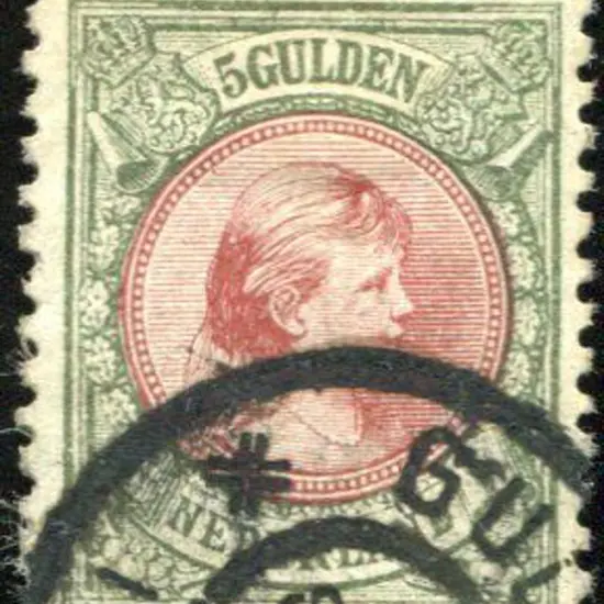 Netherlands 1896 5g red brown & bronze green ...