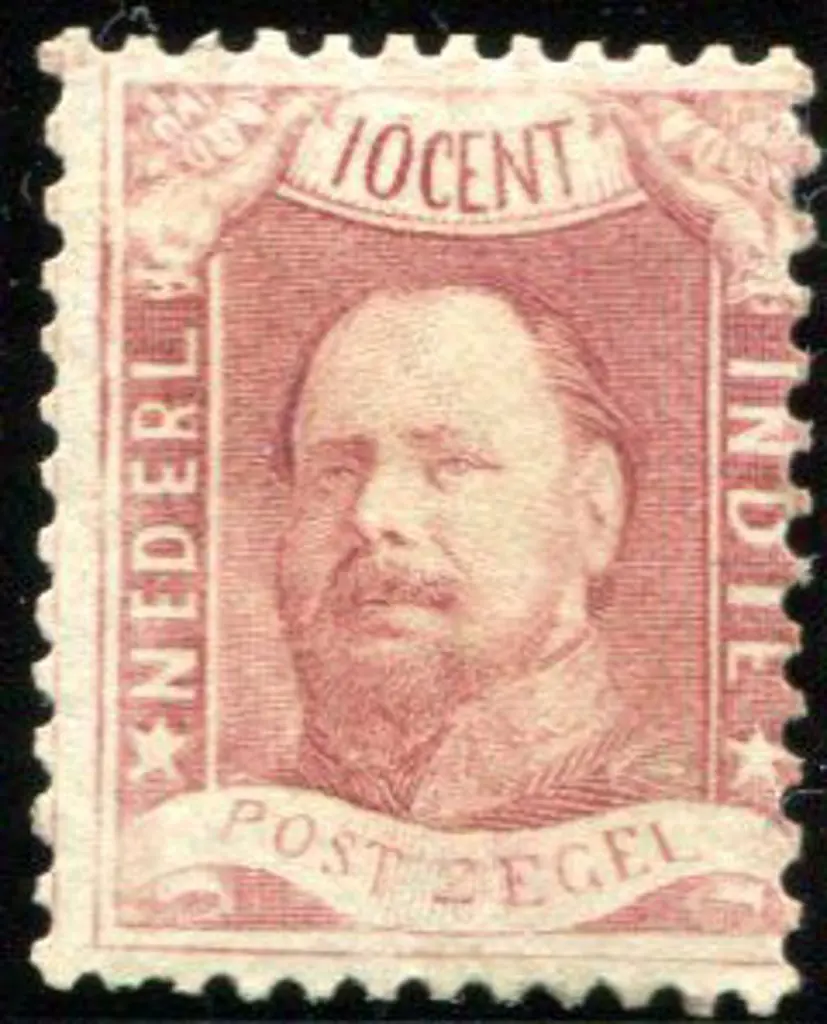 Netherlands Indies 1868 10¢ carmine, perf. 12½ x ... Image 1++