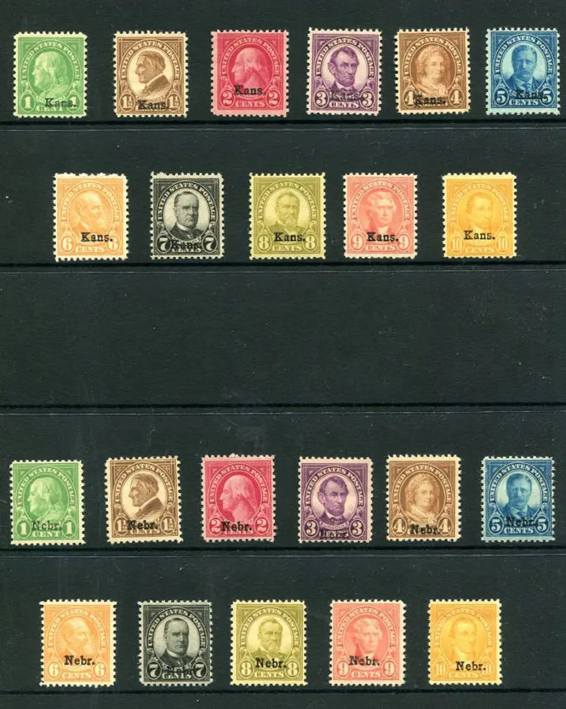 USA 1929 10c-10c "Kans." & "Nabr" overprints. ... Image 1++