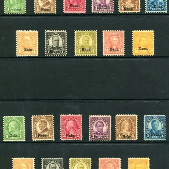USA 1929 10c-10c "Kans." & "Nabr" overprints. ...