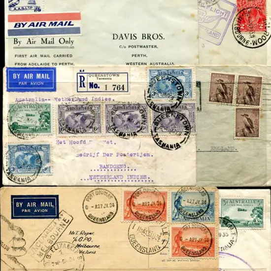 1929-1958 range of flights noting AAS Ltd vignette ...
