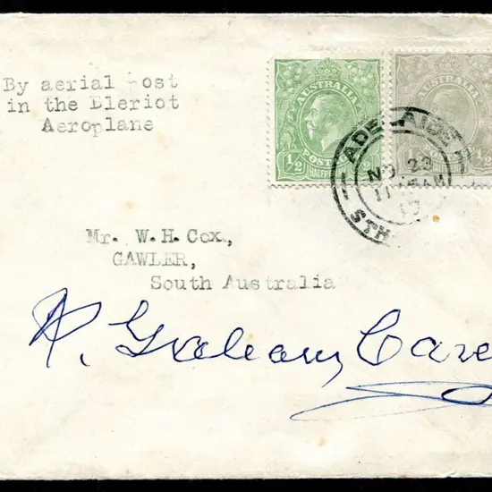 1917 (23rd Nov) Adelaide to Gawler "By aerial post ...