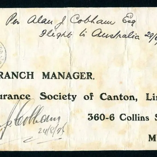 1926 (30th June) England to Australia & return ...