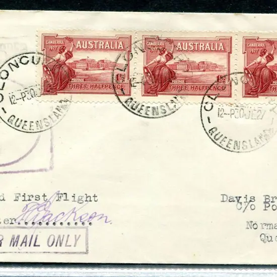 1927 (1st July) Cloncurry to Normanton Davis cover ...
