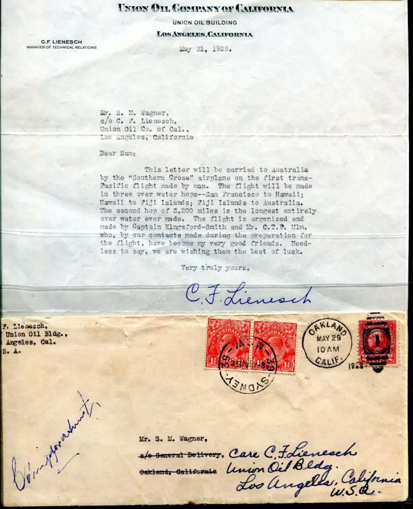 1928 (31st May) United States to Australia ... Image 1++