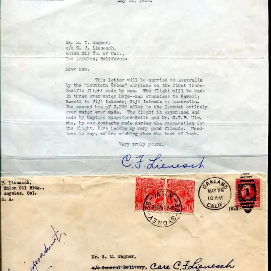 1928 (31st May) United States to Australia ...