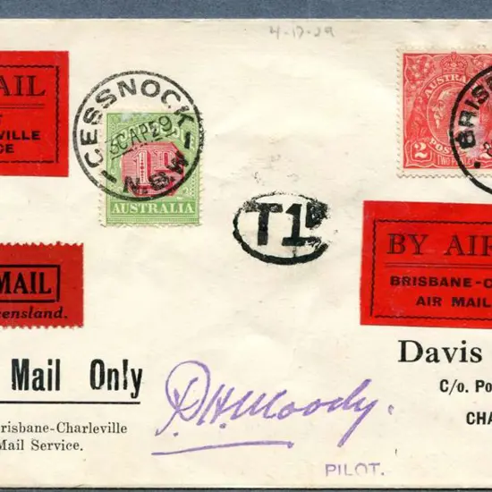1929 (17th Apr) Brisbane to Charleville by Qantas ...