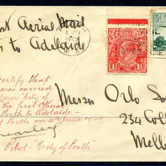 1929 (2nd June) "Perth to Adelaide Per First ...
