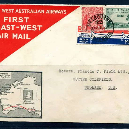 1929 (2nd June) Adelaide to Perth ex Melbourne on ...