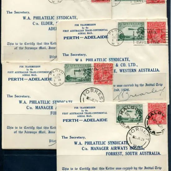 1929 (2nd June) ditto for Perth to Adelaide plus ...