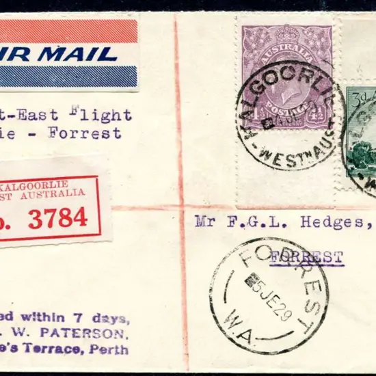 1929 (2nd June) Kalgoorlie to Forrest Registered ...