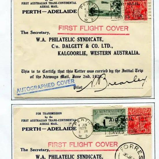 1929 (2nd June) Perth to Ceduna, Perth to Forrest, ...
