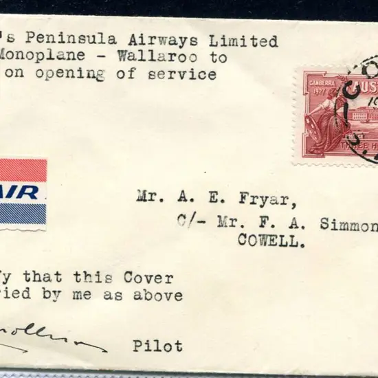 1929 (19th Aug) Wallaroo to Cowell intermediate ...