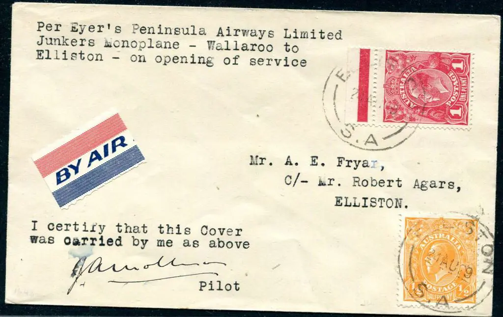 1929 (19th Aug) ditto but Wallaroo to Elliston leg ... Image 1++