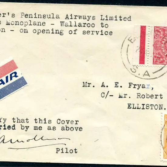 1929 (19th Aug) ditto but Wallaroo to Elliston leg ...