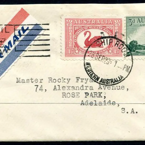 1929 (28th Sept) Perth to Adelaide with 3d airmail ...