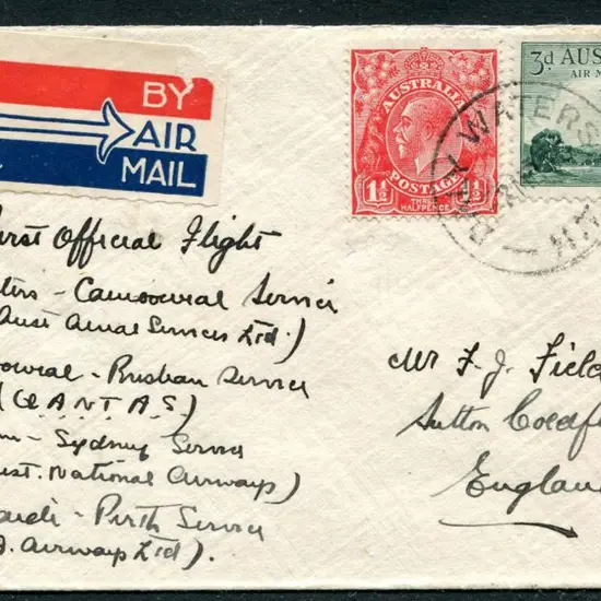 1930 (19th Feb) ditto with 3d airmail & 1½d KGV ...