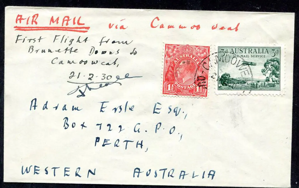 1930 (19th Feb) Brunette Downs to Camooweal signed ... Image 1++