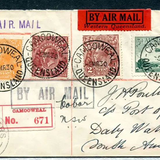 1930 (5th Mar) Camooweal to Daly Waters Regd cover ...