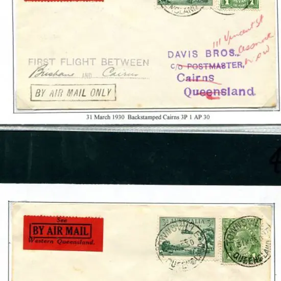 1930 (31st March) Brisbane to Cairns with red & ...