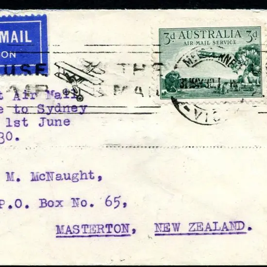 1930 (1st June) Melbourne to Sydney ANA First Air ...