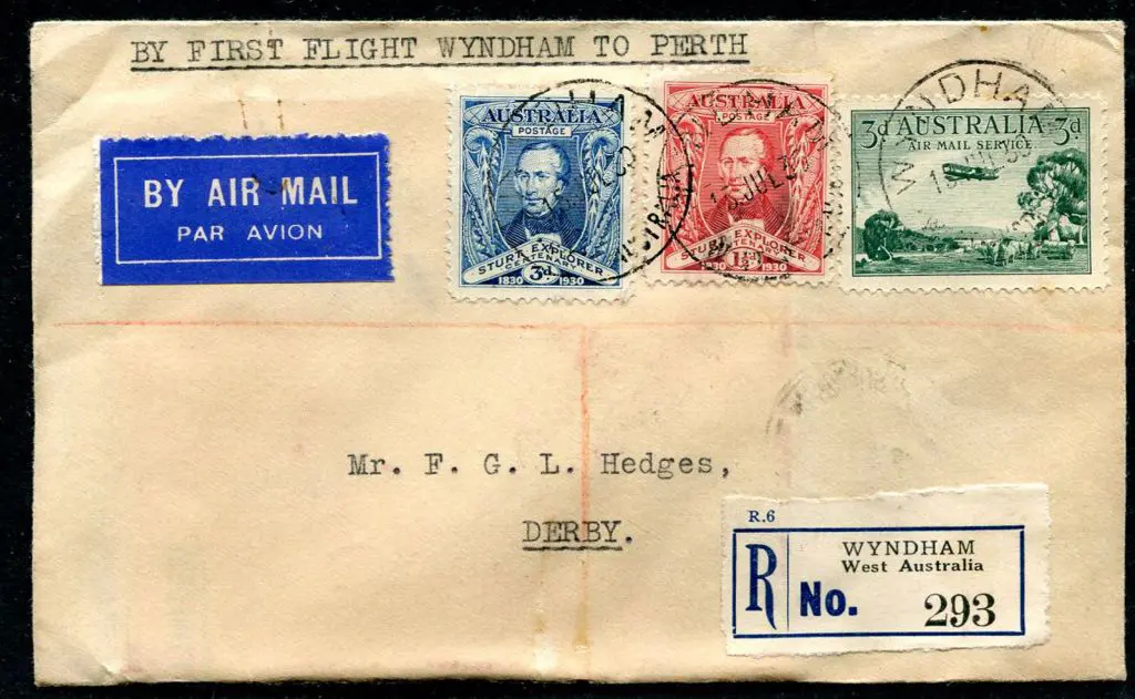 1930 (13th July) Wyndham to Derby with 17 JUL 30 ... Image 1++