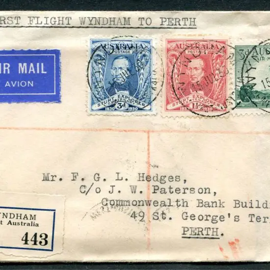 1930 (13th July) Wyndham to Perth with 21 JUL 30 ...