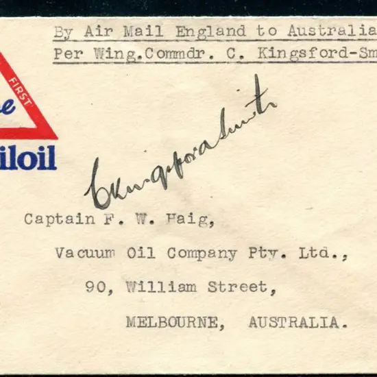 1930 (9th Oct) "By Air Mail England to Australia ...