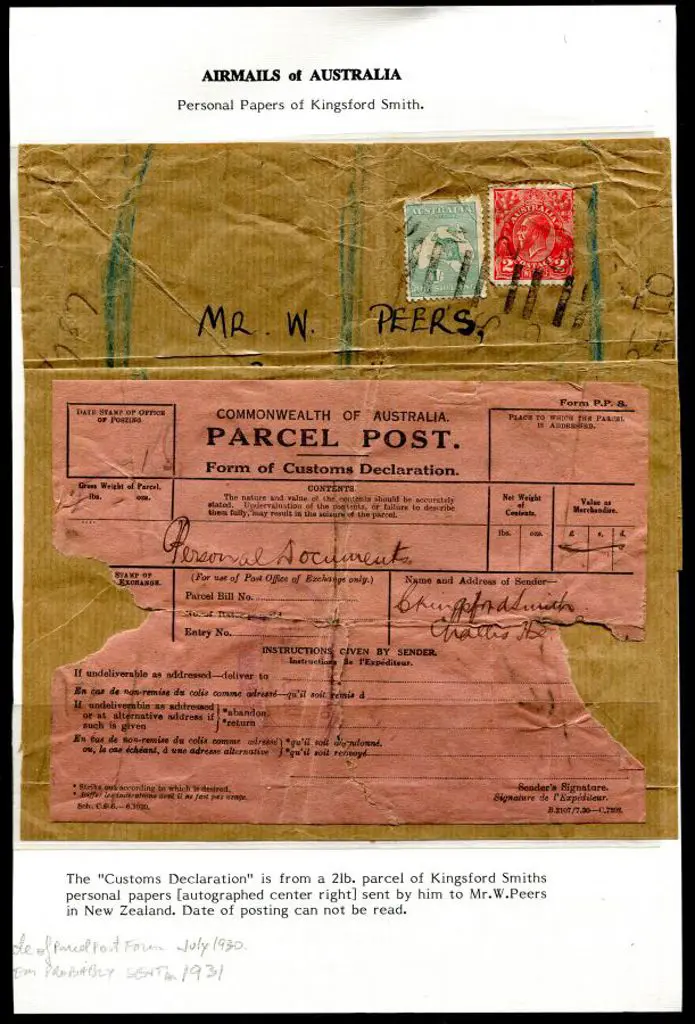 1931c "Commonwealth of Australia Parcel Post Form ... Image 1++