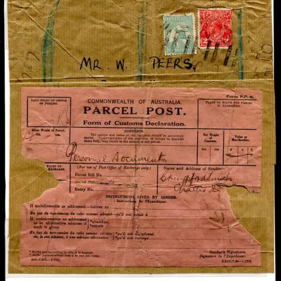 1931c "Commonwealth of Australia Parcel Post Form ...