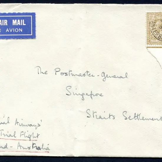 1931 (4th Apr) England to Singapore on flight to ...