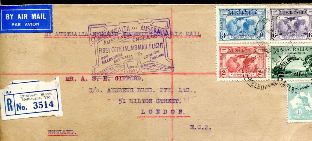 1931 (23rd Apr) Australia to England service with ... Image 1++