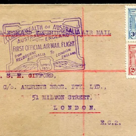 1931 (23rd Apr) Australia to England service with ...