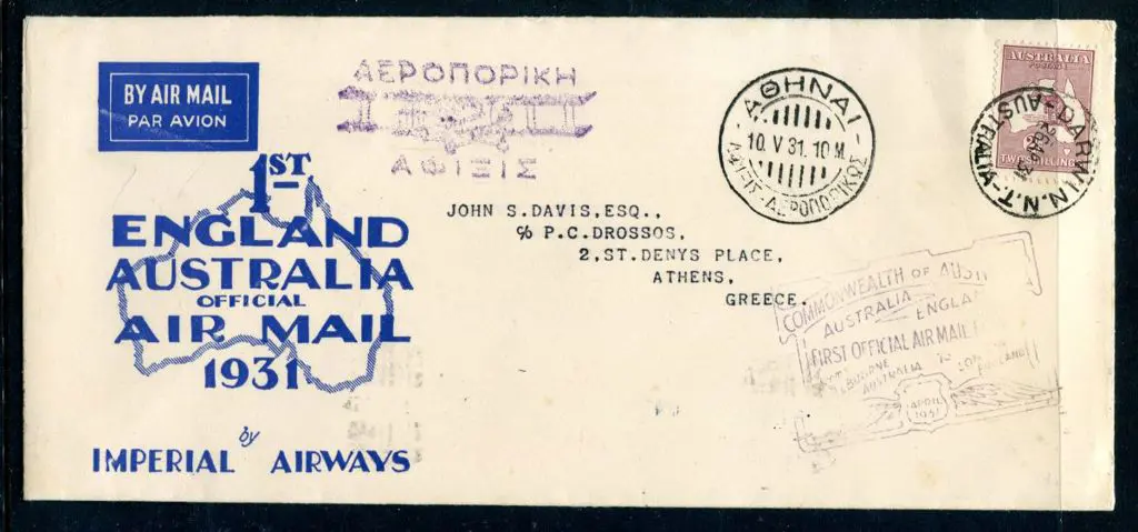1931 (23rd Apr) Australia to Greece intermediate ... Image 1++