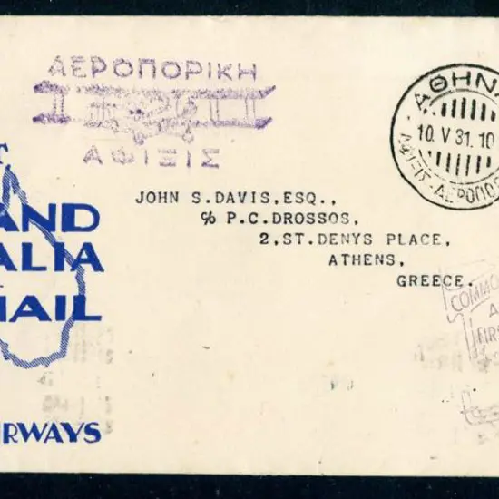 1931 (23rd Apr) Australia to Greece intermediate ...