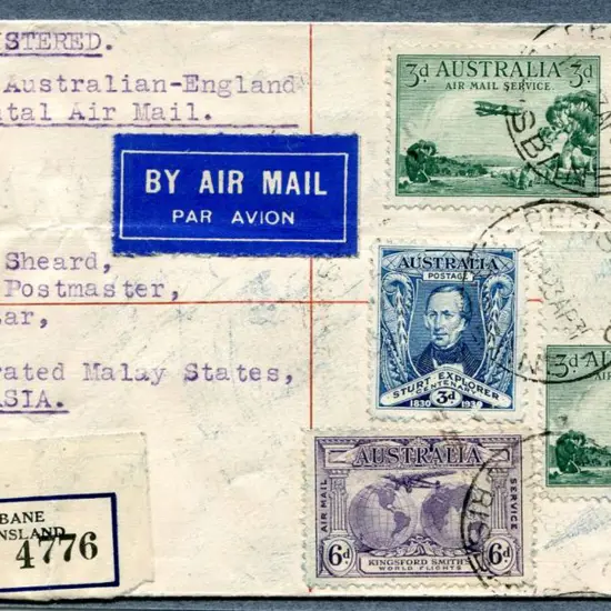 1931 (23rd Apr) Australia to Singapore & Malaya ...
