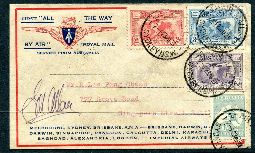 1931 (23rd Apr) Australia to Singapore ... Image 1++