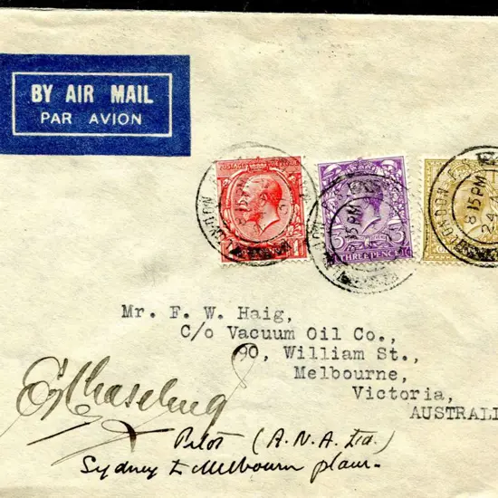 1931 (25th Apr) ditto but plain Air Mail env with ...