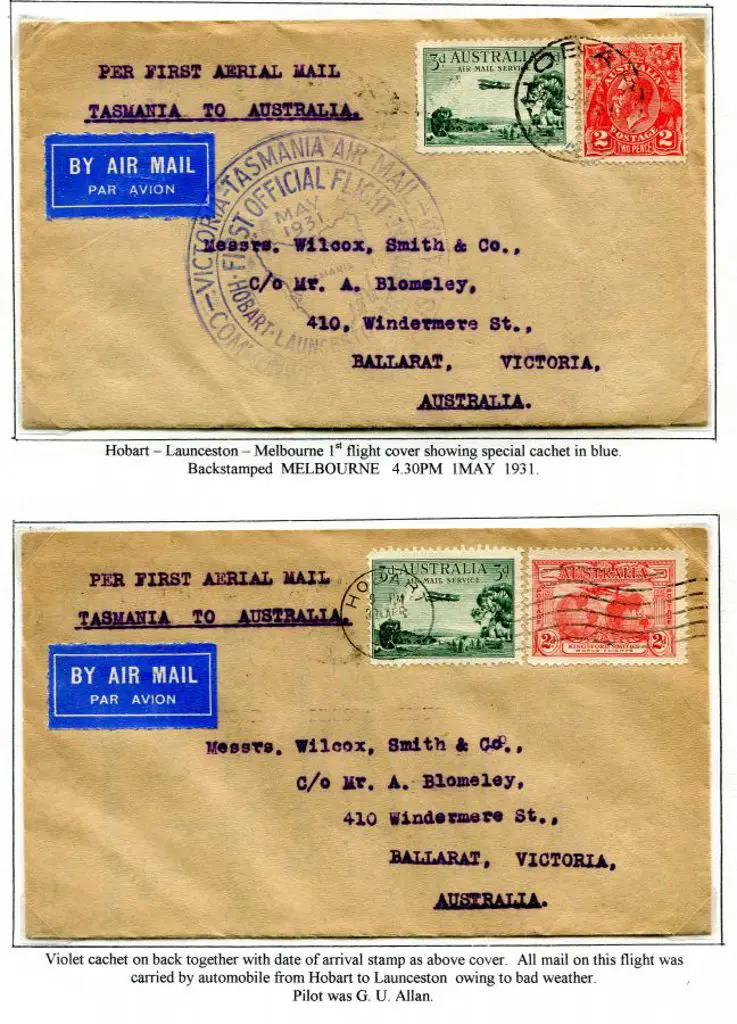 1931 (1st-2nd May) Hobart to Melbourne via ... Image 1++
