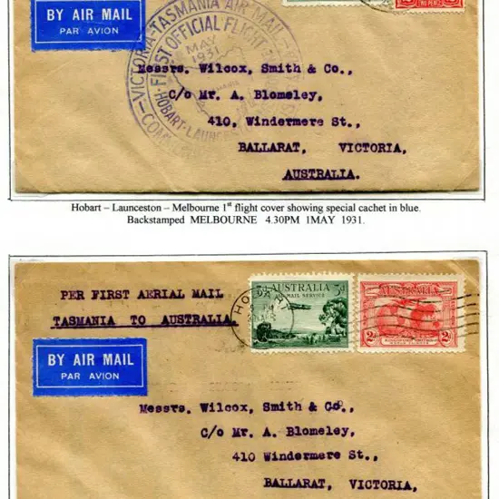 1931 (1st-2nd May) Hobart to Melbourne via ...