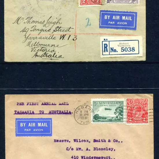 1931 (1st-2nd May) ditto with 2d KGV & 3d Airmail ...