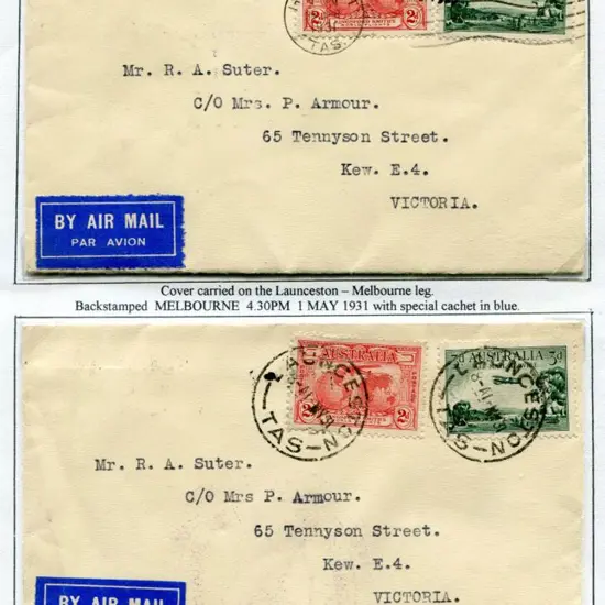1931 (1st-2nd May) Hobart to Melbourne & ...